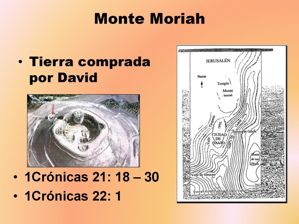 Monte Moriah Tierra comprada por David 1Crónicas 21: 18 – 30