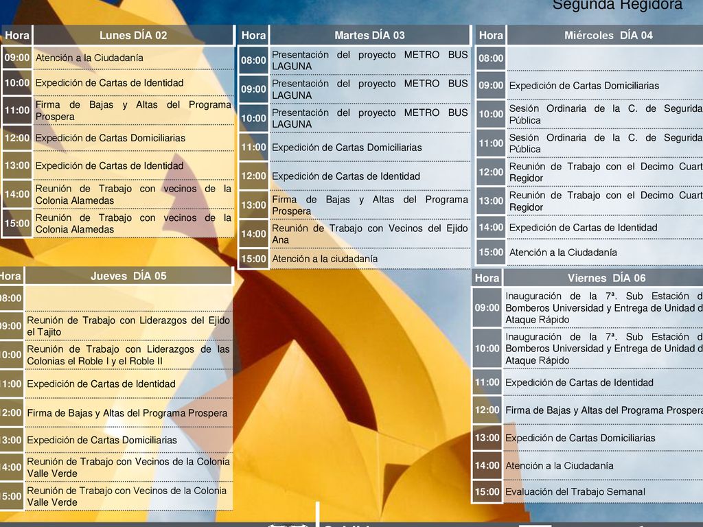 Agenda Semanal MES: MAYO Nombre del Edil: Lic. Olivia Martínez Leyva