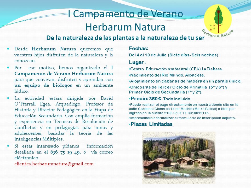 I Campamento de Verano Herbarum Natura De la naturaleza de las plantas a la naturaleza de tu ser