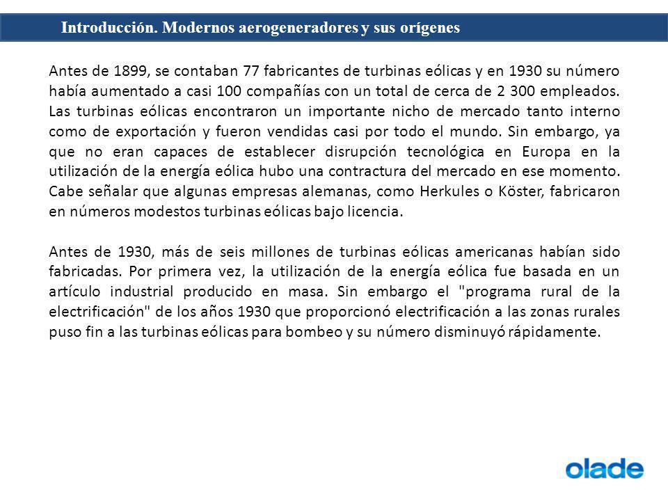 Antes de 1899, se contaban 77 fabricantes de turbinas eólicas y en 1930 su número había aumentado a casi 100 compañías con un total de cerca de empleados. Las turbinas eólicas encontraron un importante nicho de mercado tanto interno como de exportación y fueron vendidas casi por todo el mundo. Sin embargo, ya que no eran capaces de establecer disrupción tecnológica en Europa en la utilización de la energía eólica hubo una contractura del mercado en ese momento. Cabe señalar que algunas empresas alemanas, como Herkules o Köster, fabricaron en números modestos turbinas eólicas bajo licencia.
