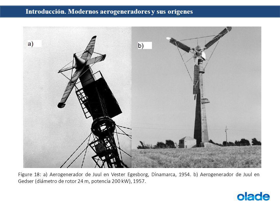 Figure 18: a) Aerogenerador de Juul en Vester Egesborg, Dinamarca, 1954.