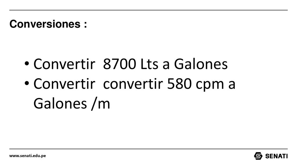 Convertir 8700 Lts a Galones Convertir convertir 580 cpm a Galones /m