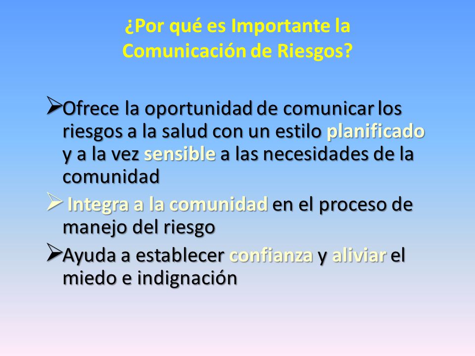 ¿Por qué es Importante la Comunicación de Riesgos