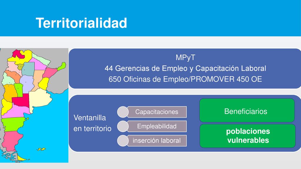 Territorialidad MPyT 44 Gerencias de Empleo y Capacitación Laboral