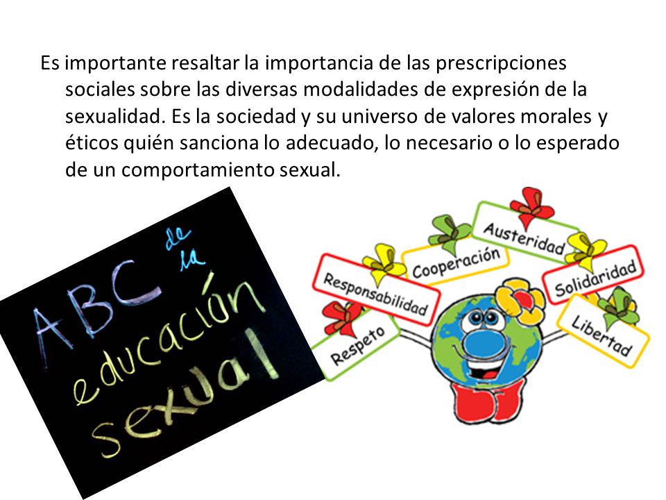 Es importante resaltar la importancia de las prescripciones sociales sobre las diversas modalidades de expresión de la sexualidad.