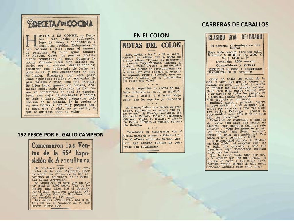 CARRERAS DE CABALLOS EN EL COLON 152 PESOS POR EL GALLO CAMPEON