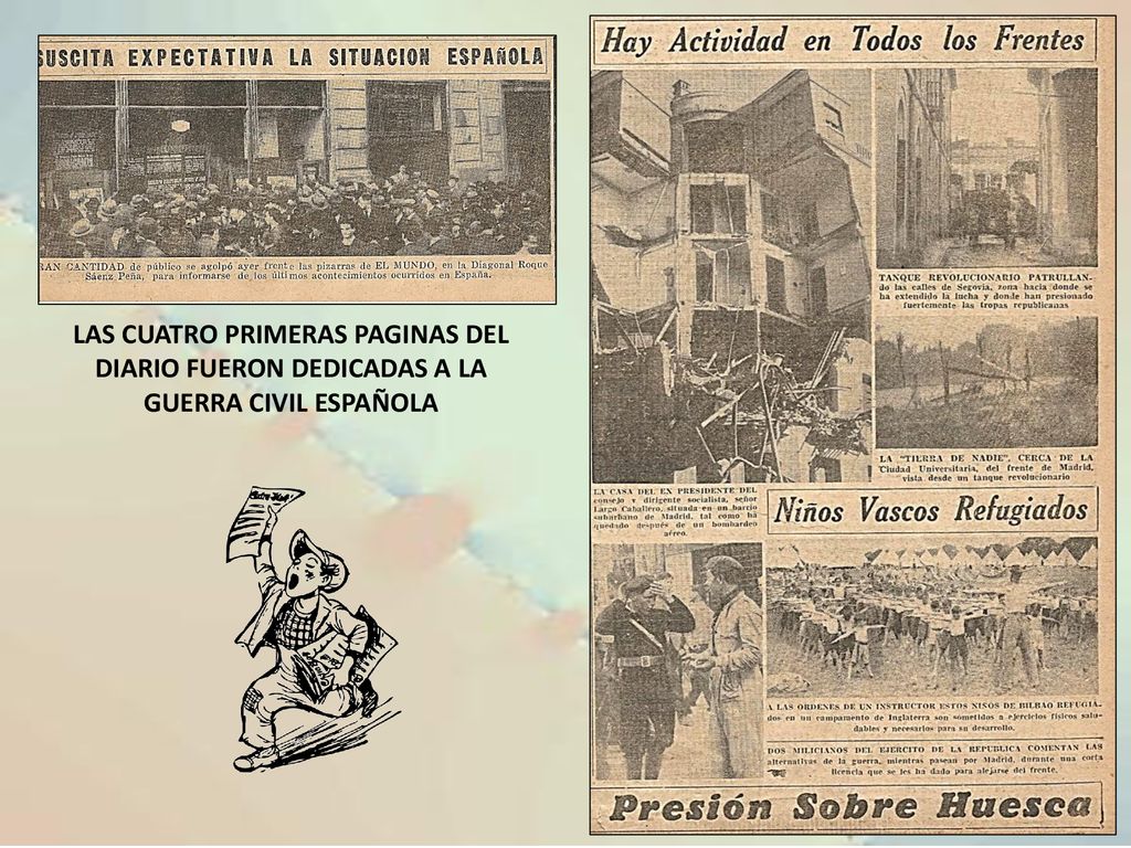 LAS CUATRO PRIMERAS PAGINAS DEL DIARIO FUERON DEDICADAS A LA GUERRA CIVIL ESPAÑOLA