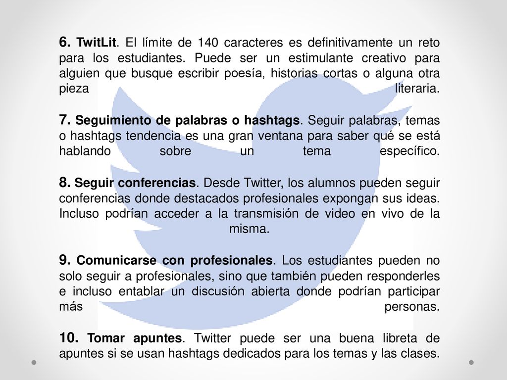 6. TwitLit. El límite de 140 caracteres es definitivamente un reto para los estudiantes.
