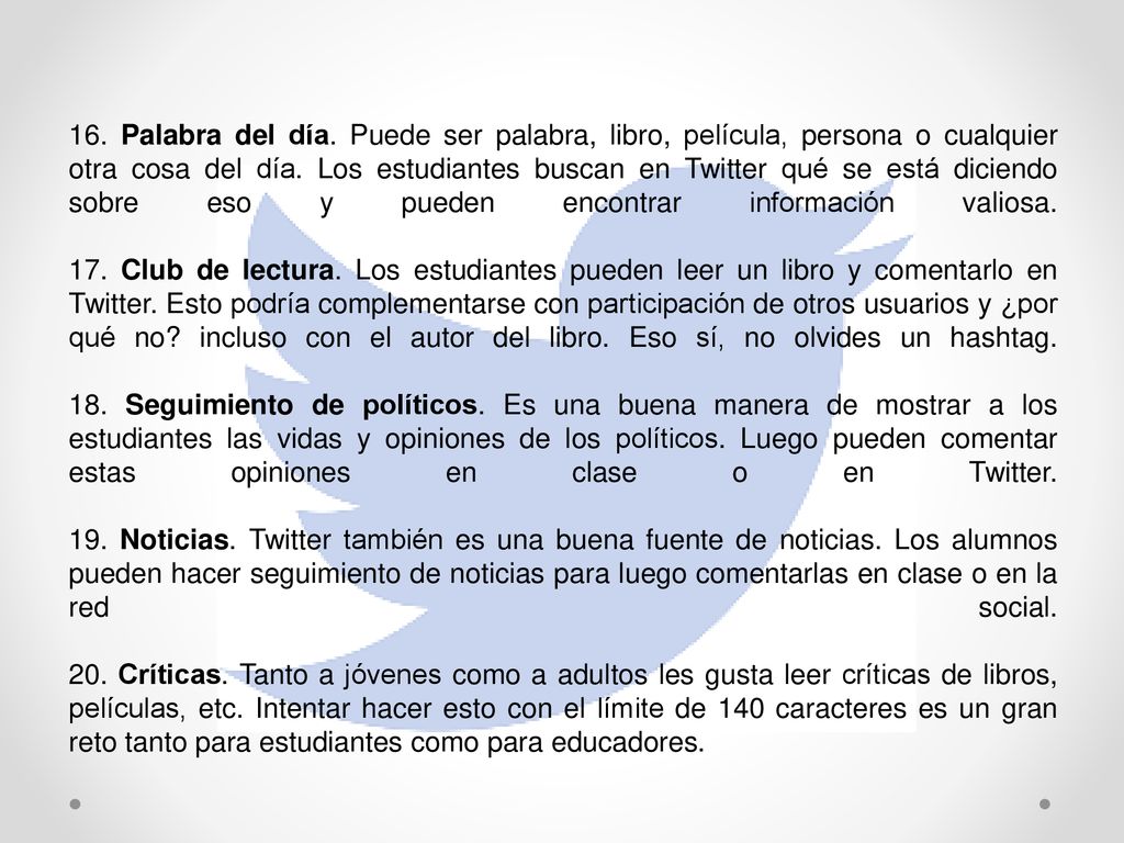 16. Palabra del día. Puede ser palabra, libro, película, persona o cualquier otra cosa del día.
