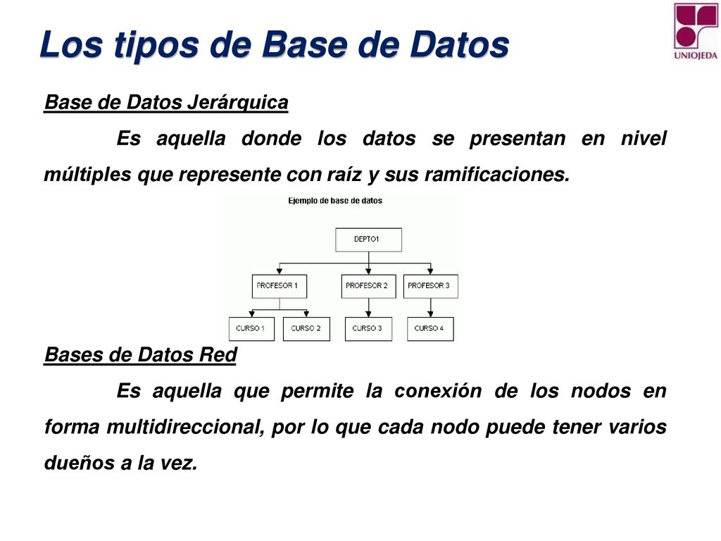 Los tipos de Base de Datos