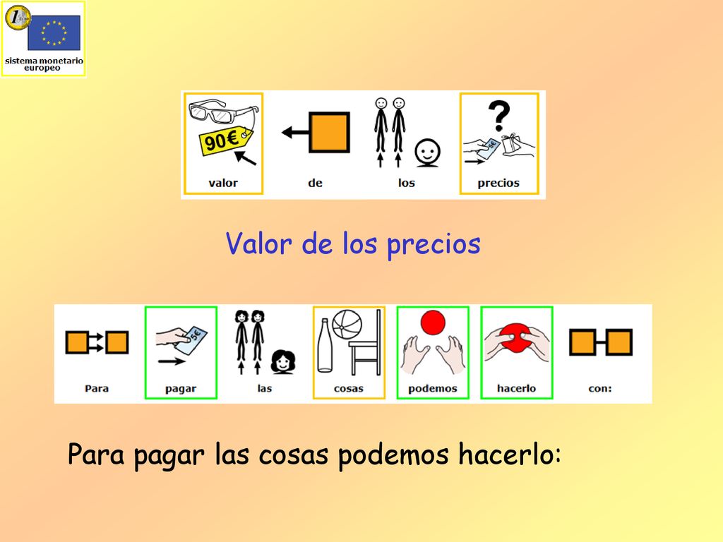 Valor de los precios Para pagar las cosas podemos hacerlo: