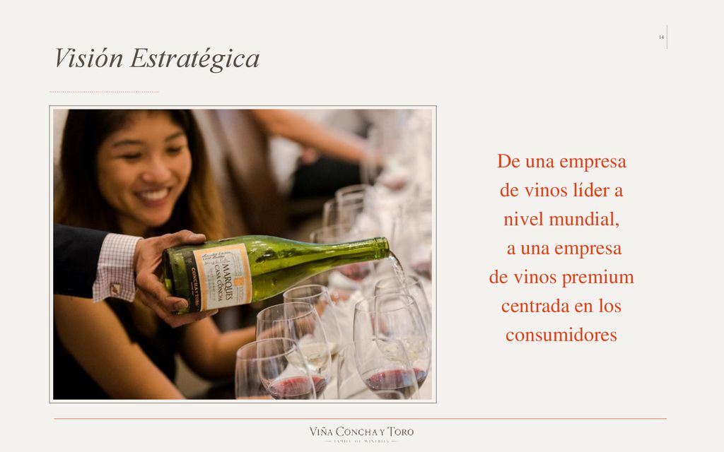 Visión Estratégica De una empresa de vinos líder a nivel mundial, a una empresa de vinos premium centrada en los consumidores.