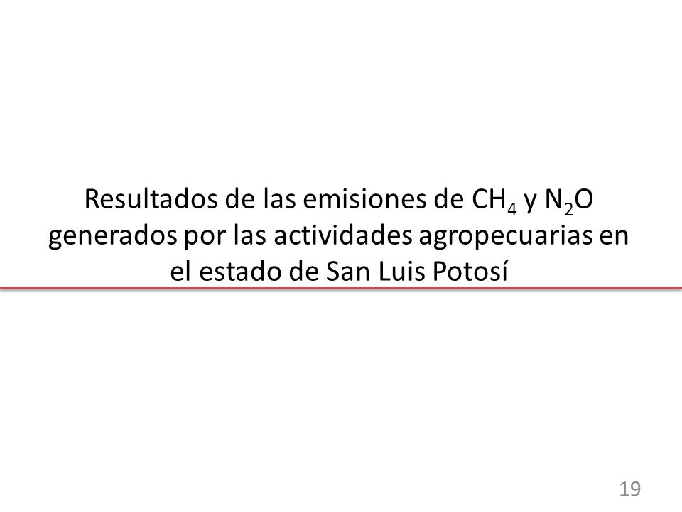 Resultados de las emisiones de CH4 y N2O generados por las actividades agropecuarias en el estado de San Luis Potosí