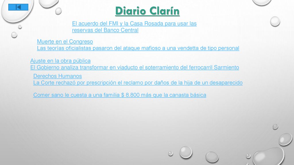Diario Clarín El acuerdo del FMI y la Casa Rosada para usar las reservas del Banco Central. Muerte en el Congreso.