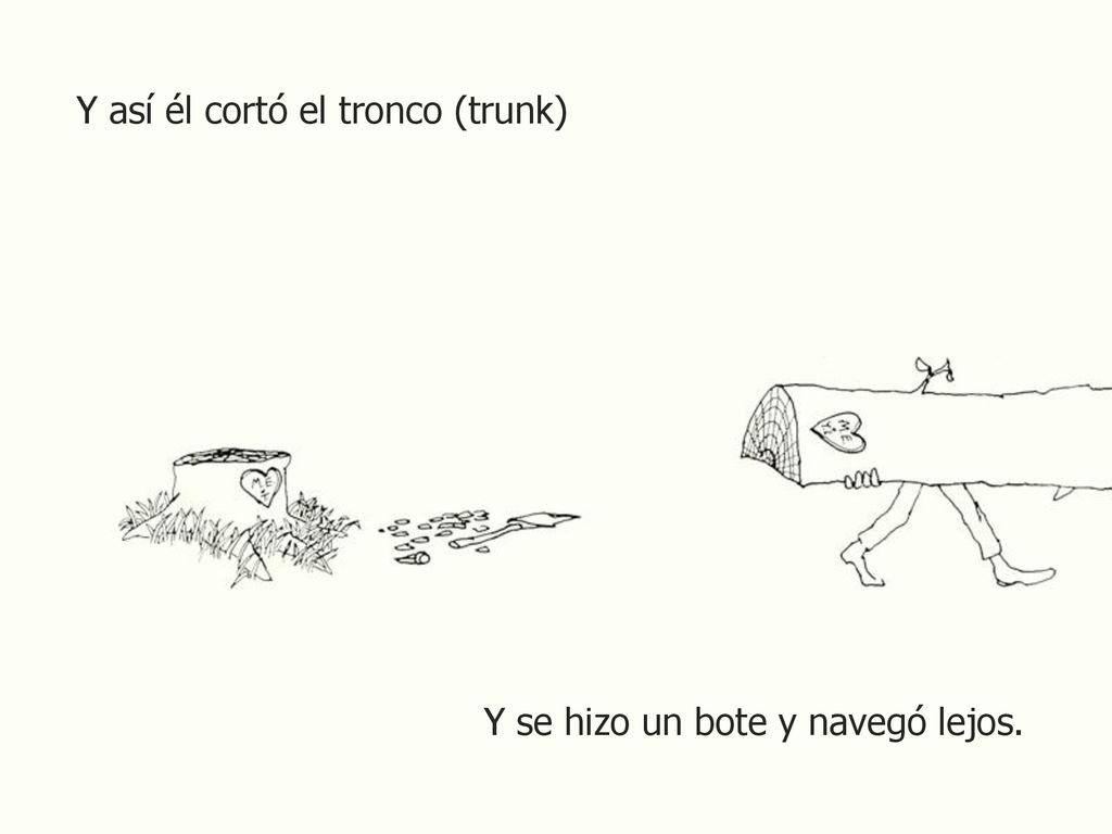 Y así él cortó el tronco (trunk)