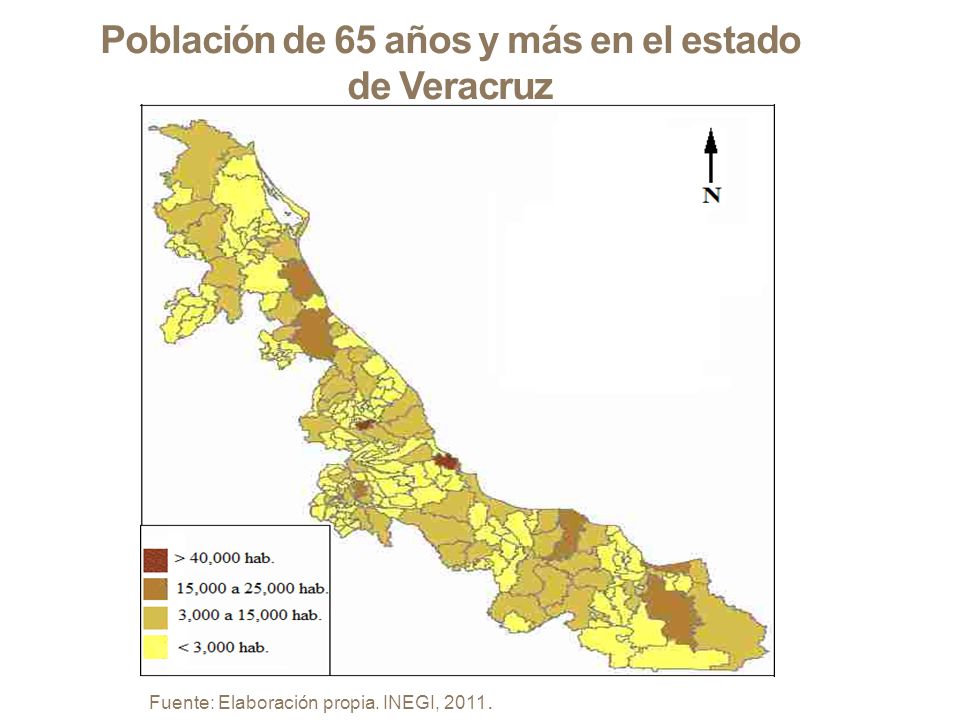 Población de 65 años y más en el estado de Veracruz