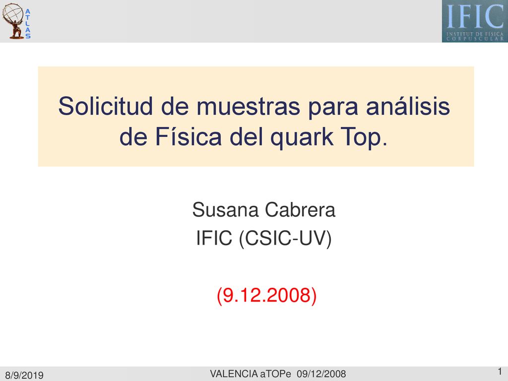 Solicitud de muestras para análisis de Física del quark Top.