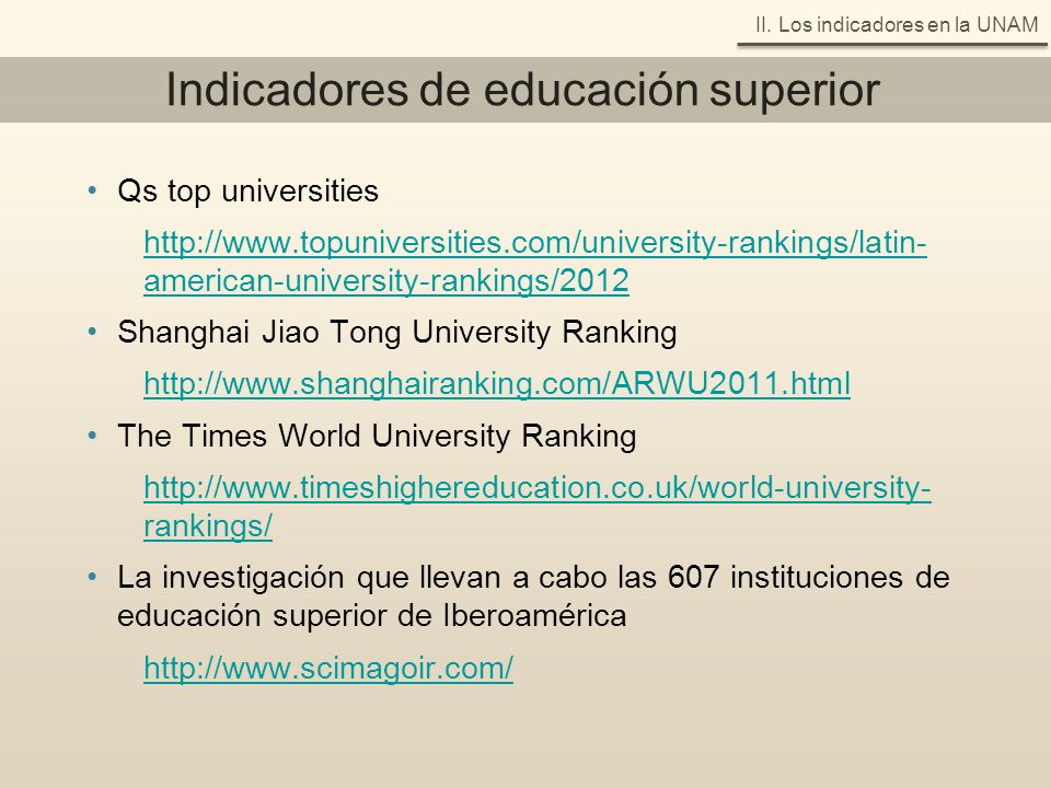 Indicadores de educación superior