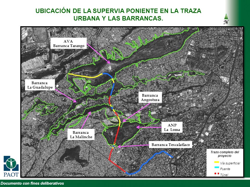 UBICACIÓN DE LA SUPERVIA PONIENTE EN LA TRAZA URBANA Y LAS BARRANCAS.