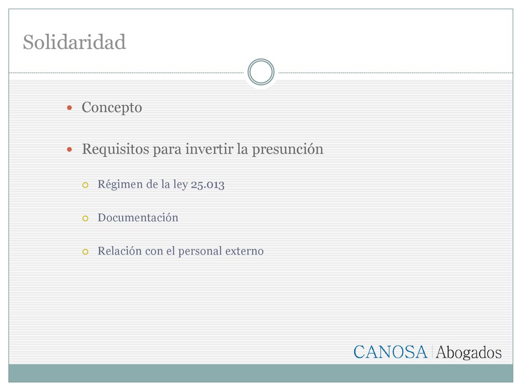 Solidaridad Concepto Requisitos para invertir la presunción