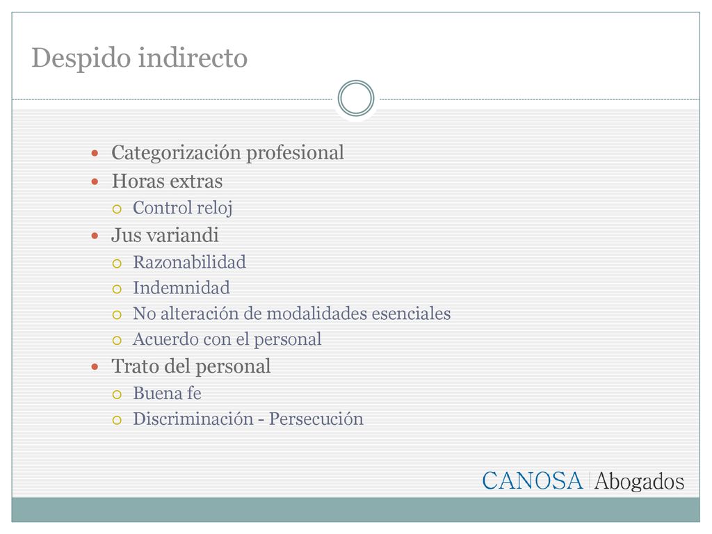 Despido indirecto Categorización profesional Horas extras Jus variandi