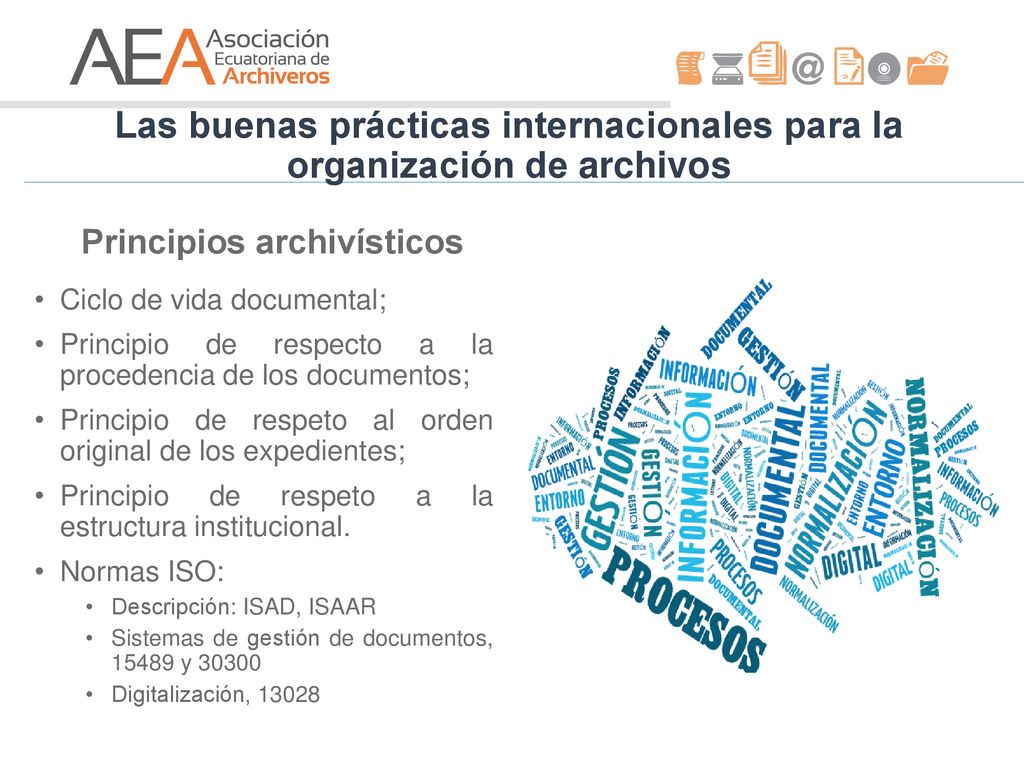Las buenas prácticas internacionales para la organización de archivos