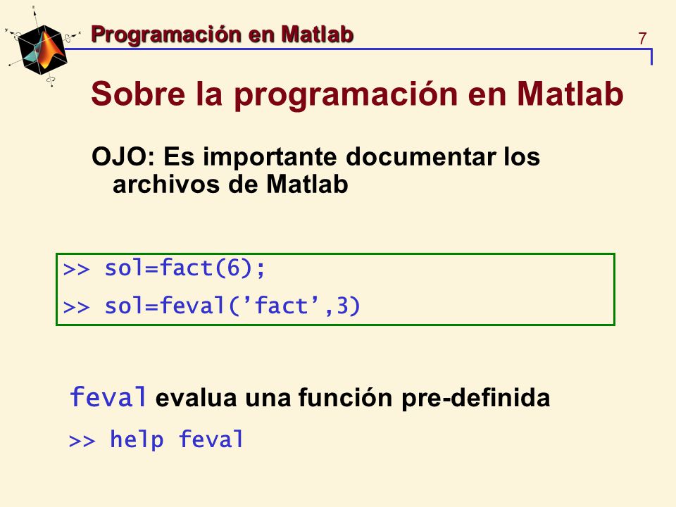 Sobre la programación en Matlab