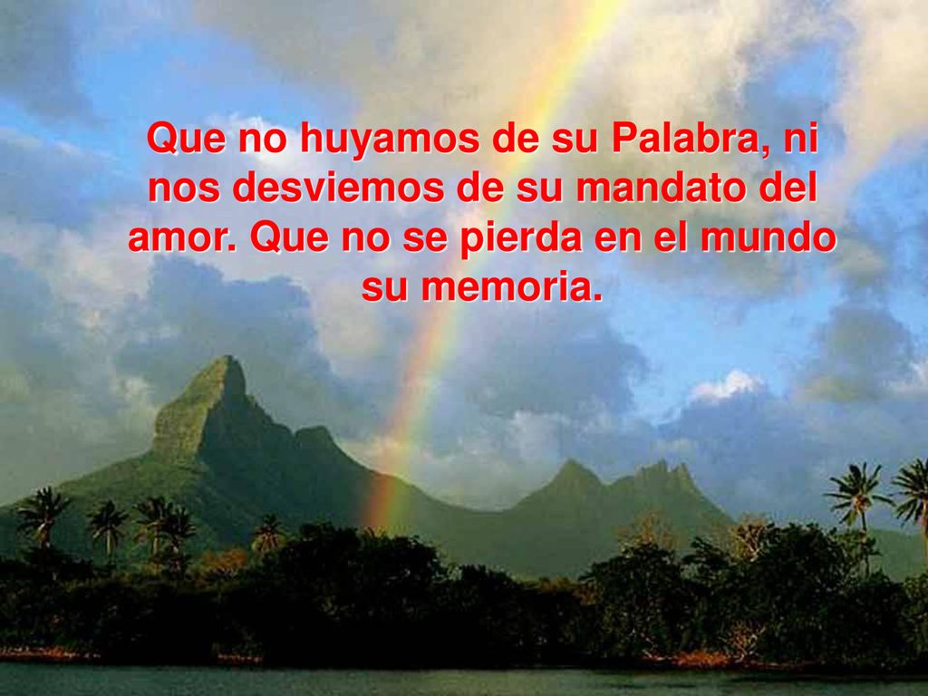Que no huyamos de su Palabra, ni nos desviemos de su mandato del amor
