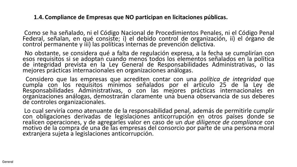 1.4. Compliance de Empresas que NO participan en licitaciones públicas.