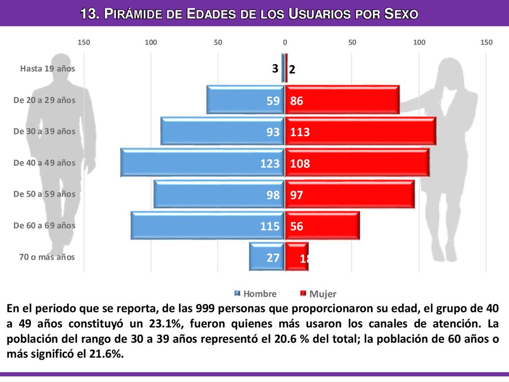 13. Pirámide de Edades de los Usuarios por Sexo