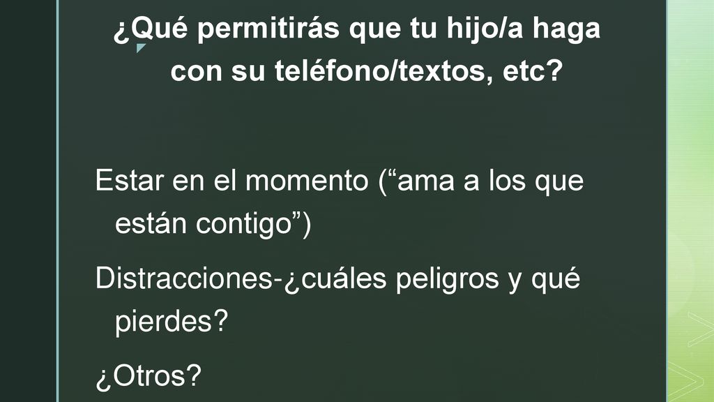 ¿Qué permitirás que tu hijo/a haga con su teléfono/textos, etc
