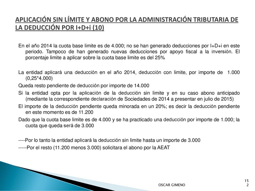 APLICACIÓN SIN LÍMITE Y ABONO POR LA ADMINISTRACIÓN TRIBUTARIA DE LA DEDUCCIÓN POR I+D+i (10)