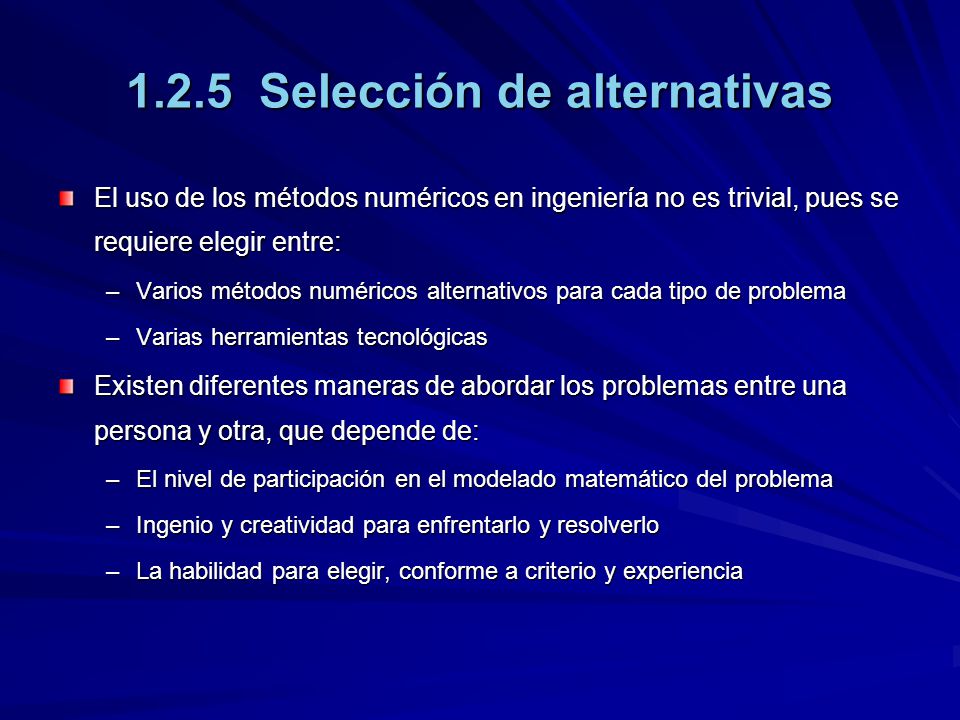 1.2.5 Selección de alternativas