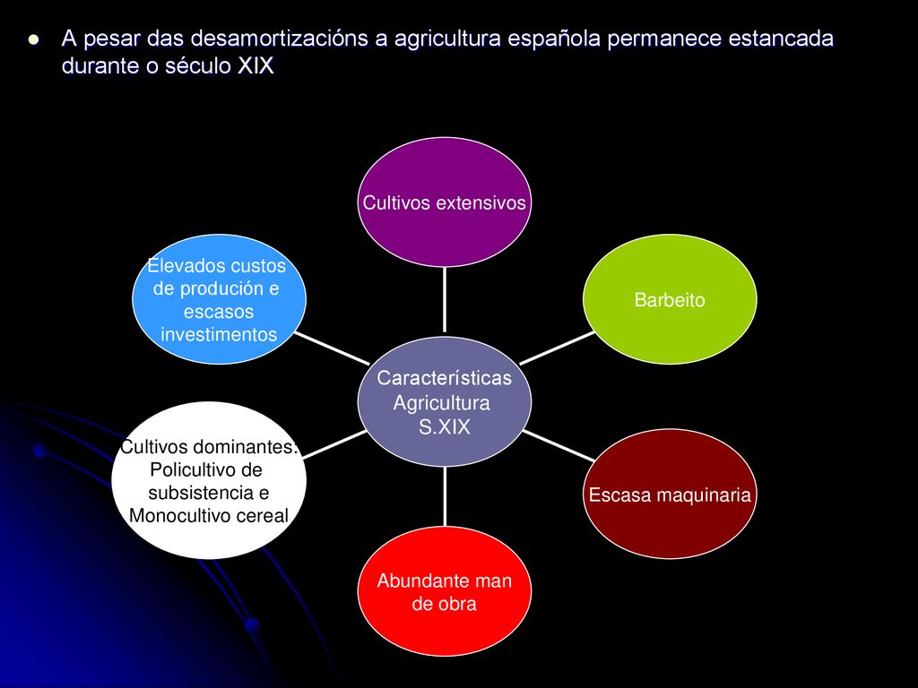 A pesar das desamortizacións a agricultura española permanece estancada durante o século XIX