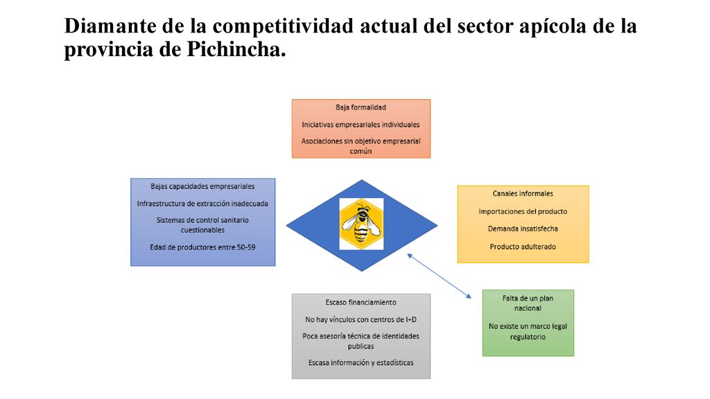 Diamante de la competitividad actual del sector apícola de la provincia de Pichincha.
