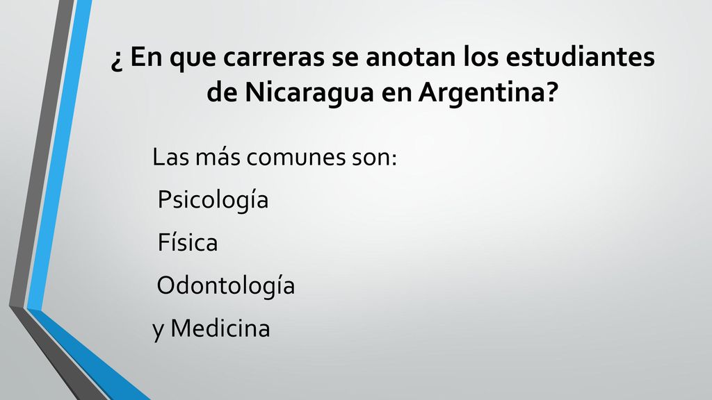 ¿ En que carreras se anotan los estudiantes de Nicaragua en Argentina