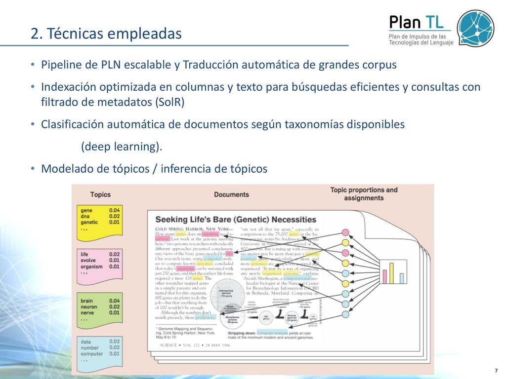 2. Técnicas empleadas Pipeline de PLN escalable y Traducción automática de grandes corpus.