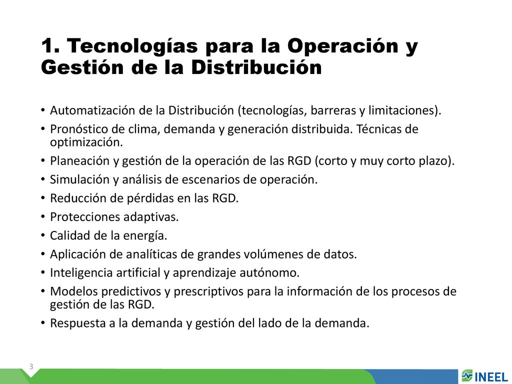 1. Tecnologías para la Operación y Gestión de la Distribución