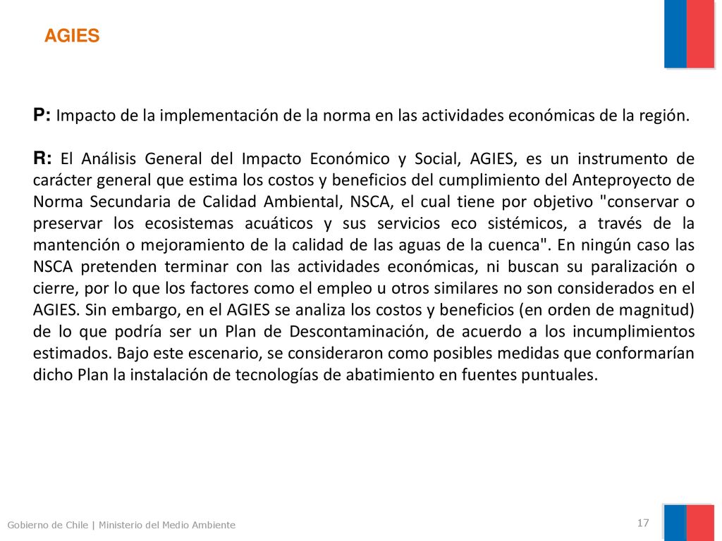 AGIES P: Impacto de la implementación de la norma en las actividades económicas de la región.