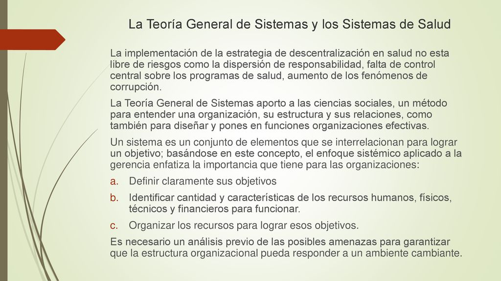 La Teoría General de Sistemas y los Sistemas de Salud
