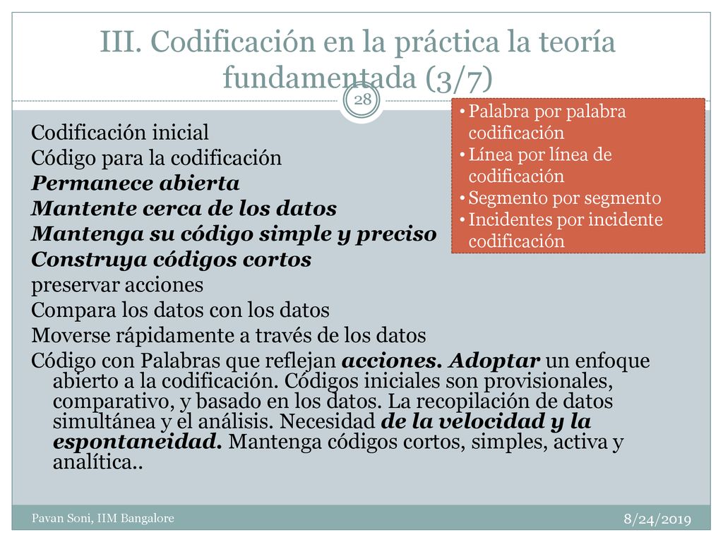 III. Codificación en la práctica la teoría fundamentada (3/7)