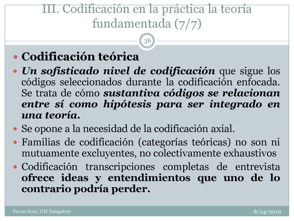 III. Codificación en la práctica la teoría fundamentada (7/7)