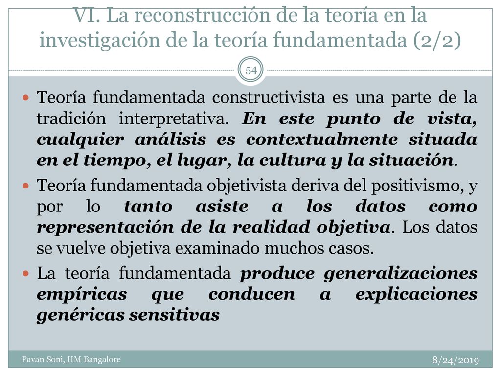 VI. La reconstrucción de la teoría en la investigación de la teoría fundamentada (2/2)