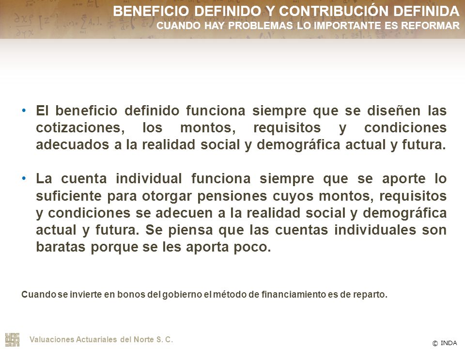 BENEFICIO DEFINIDO Y CONTRIBUCIÓN DEFINIDA