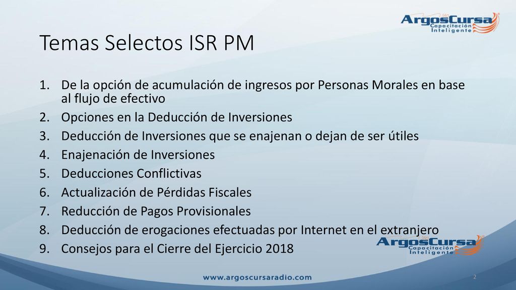 Temas Selectos ISR PM De la opción de acumulación de ingresos por Personas Morales en base al flujo de efectivo.