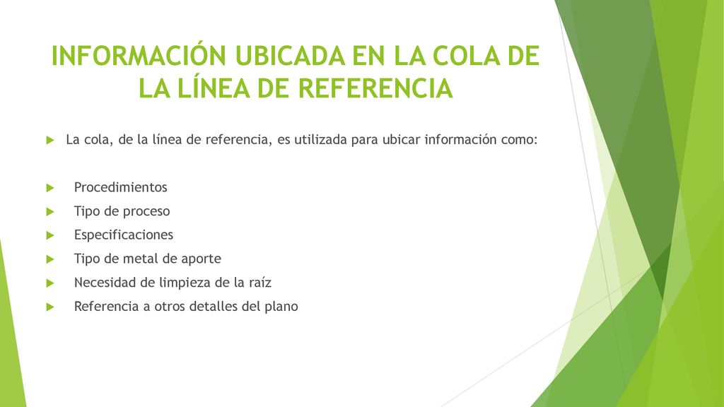 INFORMACIÓN UBICADA EN LA COLA DE LA LÍNEA DE REFERENCIA