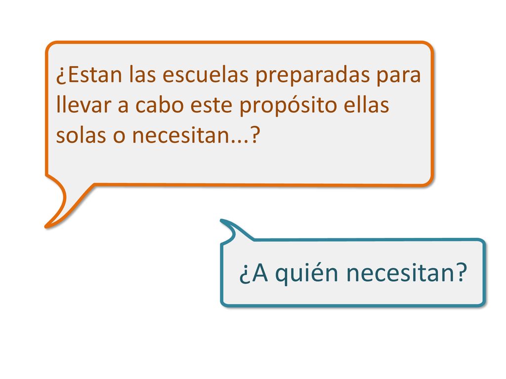 ¿Estan las escuelas preparadas para llevar a cabo este propósito ellas solas o necesitan...