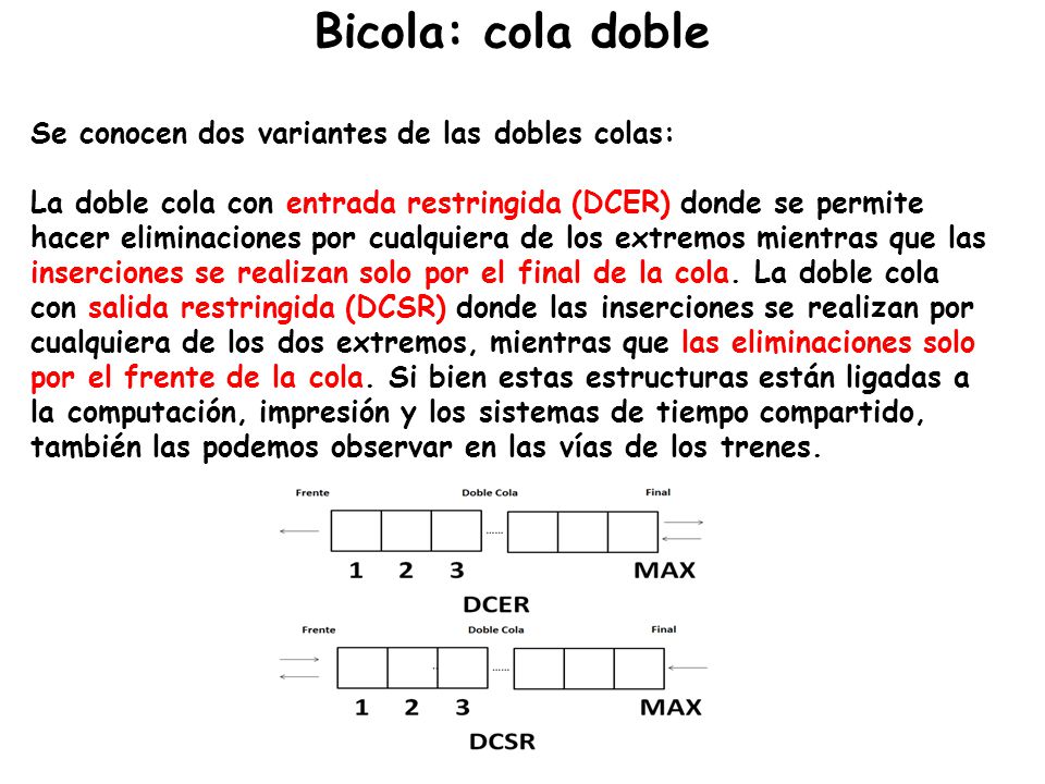 Bicola: cola doble Se conocen dos variantes de las dobles colas: