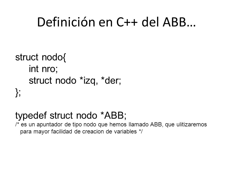 Definición en C++ del ABB…