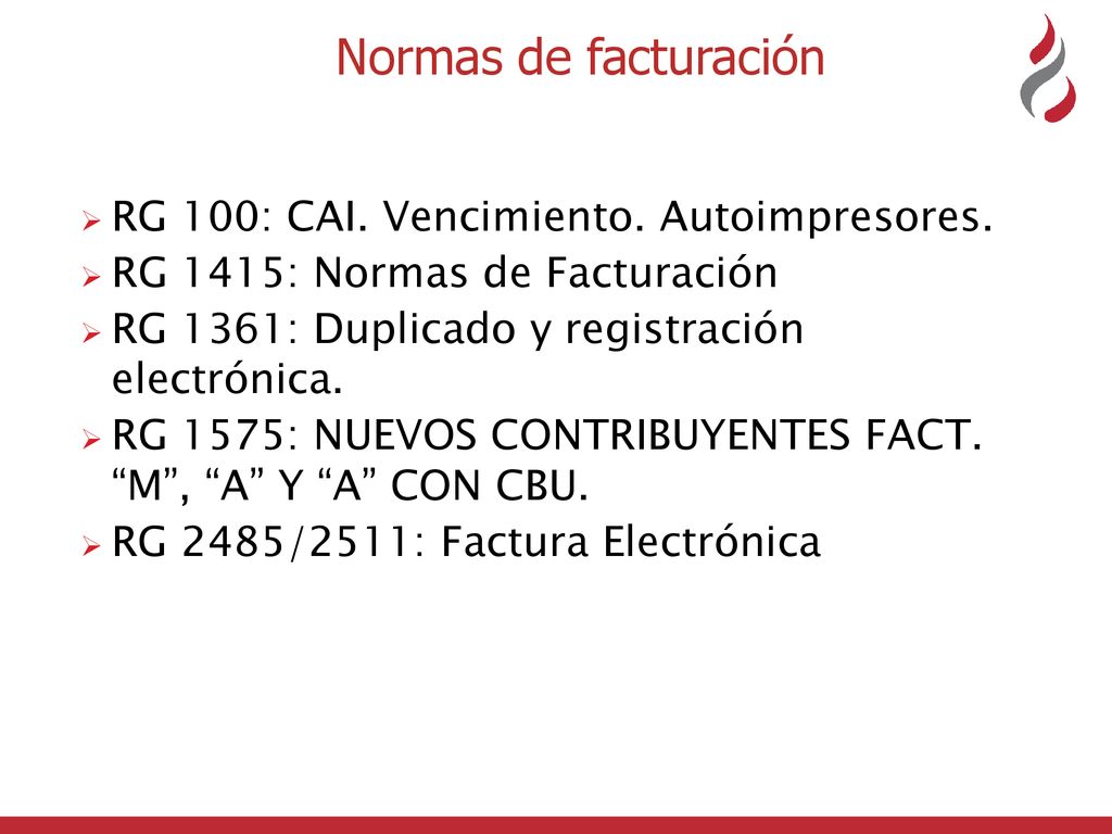 Normas de facturación RG 100: CAI. Vencimiento. Autoimpresores.